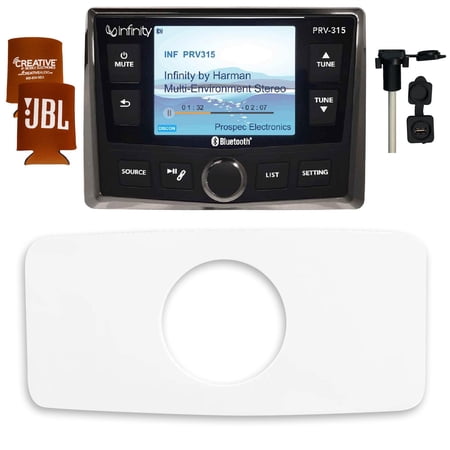 Infinity PRV-315 Waterproof Radio With Stinger SEADASH3W Universal Marine 3" Radio Dash Kit And SMRAUXUSB3 Usb/Aux