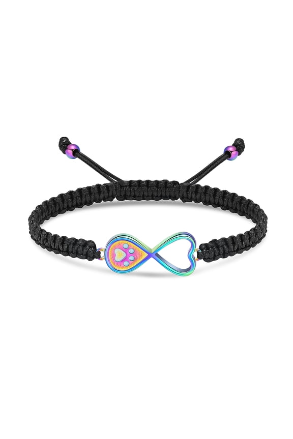 Infinity with Paw Print Locket Adjustable Braided Rope Bracelet Cremation Jewelry For Ashes Bracelets Funeral Urn Bracelet for Ashes Holder for Memorial Pet