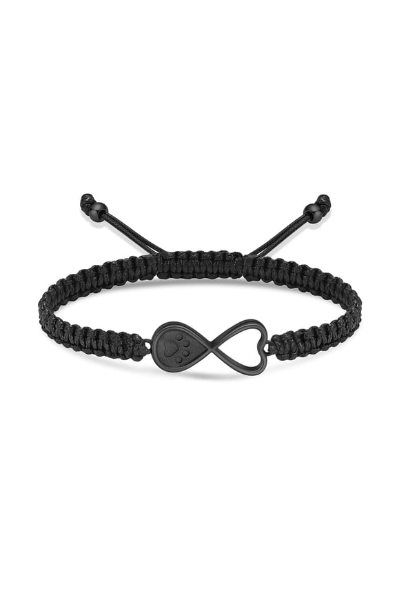 Infinity with Paw Print Locket Adjustable Braided Rope Bracelet Cremation Jewelry For Ashes Bracelets Funeral Urn Bracelet for Ashes Holder for Memorial Pet