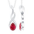 thumbnail image 1 of Rosec Jewels Lab Grown Ruby Infinity Pendant Necklace - 5X7 mm Pear Cut Ruby Necklace - AAAA Grade - Gift for Valentines, 10K White Gold, 1 of 8