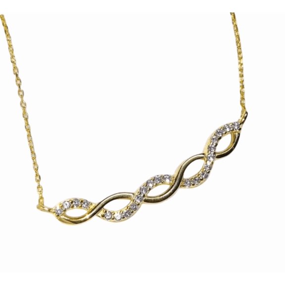 Infinity Pendant, Simulated Diamond Pendant Round Cut 925 Sterling Silver Pendant 14K Yellow Gold Plated Valentine's Day & Birthday Gift