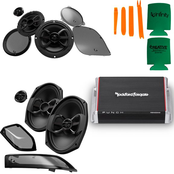 Infinity Perfect600X 6.5" Speakers, Perfect900X 6x9" Speakers & PBR400X4D Amp Compatible with 2014+ Harley