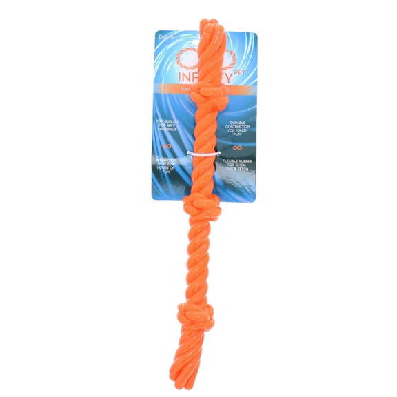 Infinity Pet TPR Rope Chew and Tug Toy, Triple Knot, Orange