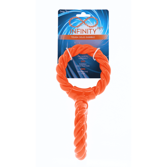 Infinity Pet TPR and Rope Twist n Tug Toy, Double Ring, Orange