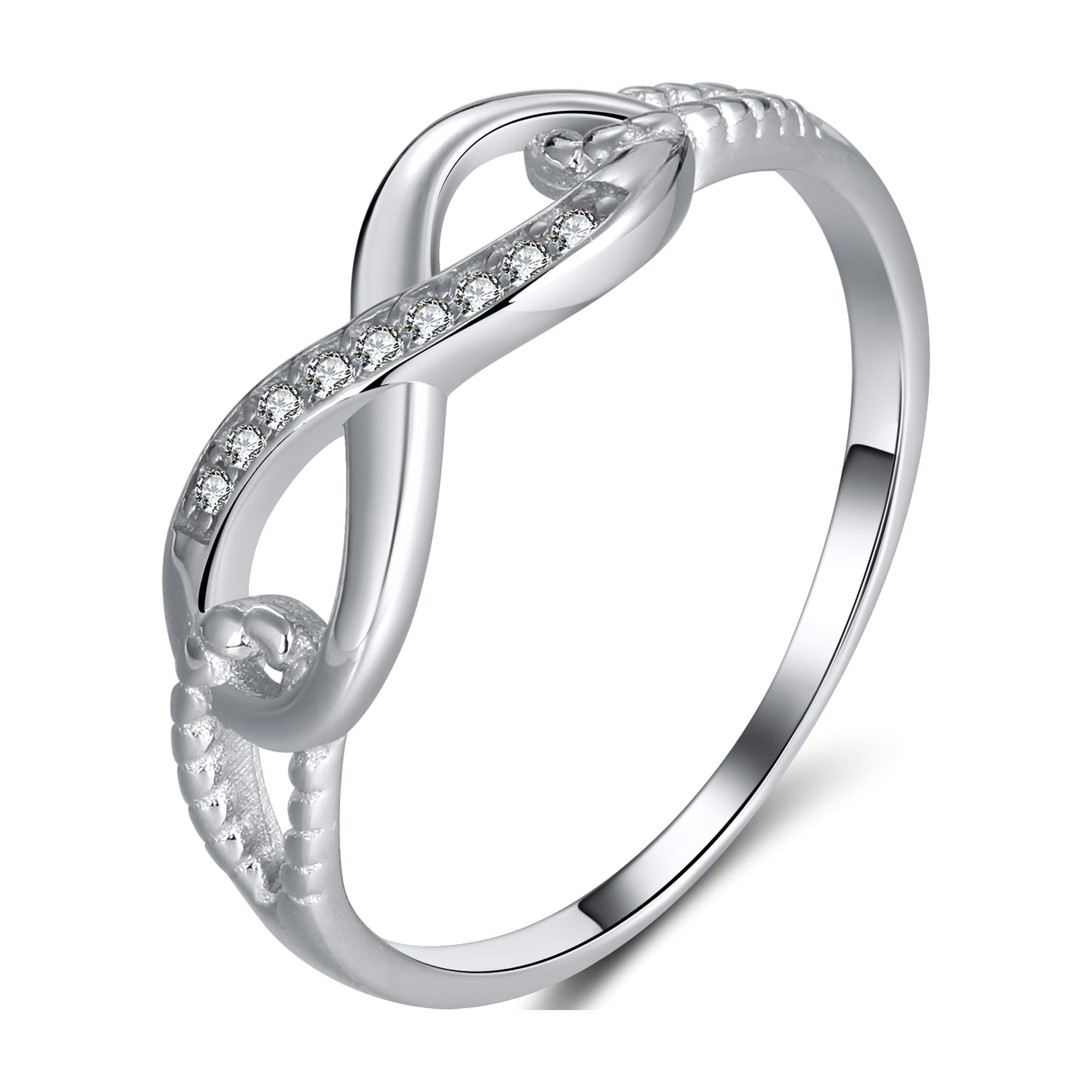 Infinity Ring with Baguette Cubic Zirconia Sterling Silver Infinity Ring with Baguette Cubic Zirconia Sterling Silver
