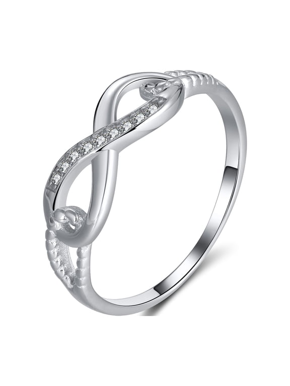 Infinity Promise Ring Sterling Silver Cubic Zirconia Women Ginger Lyne Collection