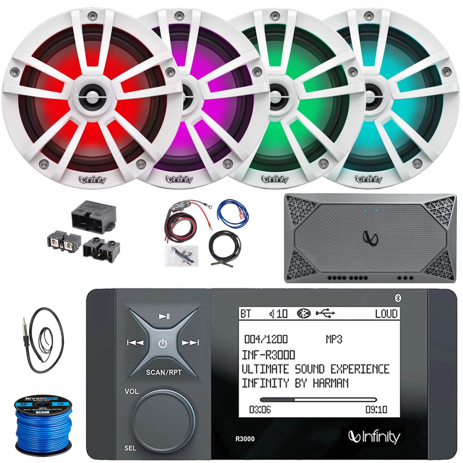 Infinity R3000 Wake Series Marine Bluetooth USB/AUX AM/FM Radio Digital ...