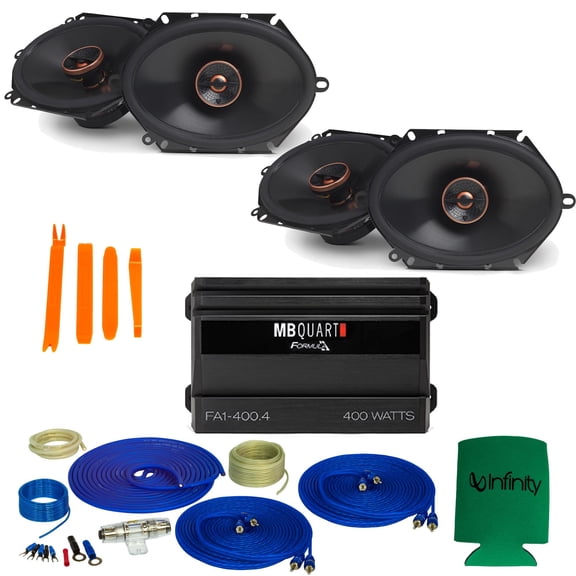 Infinity REFERENCE For Ford 01-12 Escape 2-Pairs REF-8632CF 6x8" Speakers + MB Quart FA1-400.4 Amp + Wiring Kit