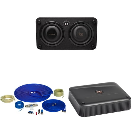 Infinity REFERENCE1000SSL Single 10” THIN enclosure with Passive Radiator with Infinity Reference-6001A Mono, 600w X 1 Amplifier With Bass Knob and 4GA Pure Copper Amp Wiring Kit