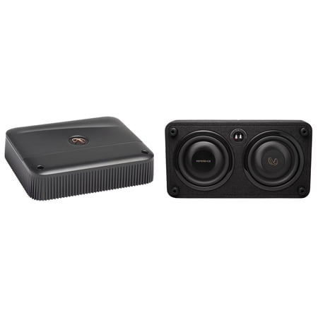 Infinity REFERENCE1000SSL Single 10” THIN enclosure with Passive Radiator with Infinity Reference-6001A Mono, 600w X 1 Amplifier With Bass Knob