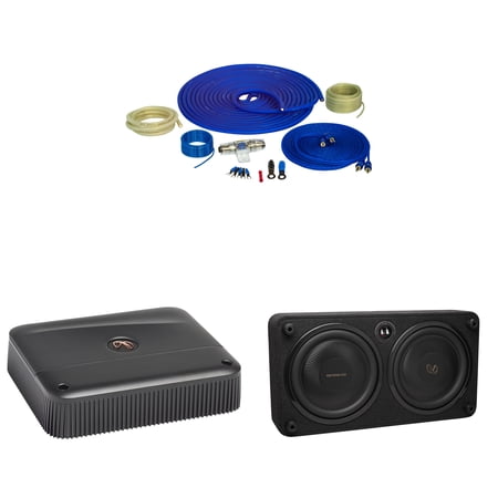 Infinity REFERENCE1200SSL Single 12” THIN enclosure with Passive Radiator with Infinity Reference-6001A Mono, 600w X 1 Amplifier With Bass Knob and 4GA Pure Copper Amp Wiring Kit