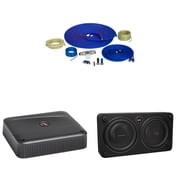 Infinity REFERENCE1200SSL Single 12  THIN enclosure with Passive Radiator with Infinity Reference-6001A Mono, 600w X 1 Amplifier With Bass Knob and 4GA Pure Copper Amp Wiring Kit