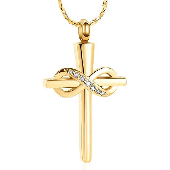 Infinity Religious Cross Urn Pendant Necklace for Ashes Cross Cremation Jewelry Human Pet Ashes Memorial Keepsake Jewelry