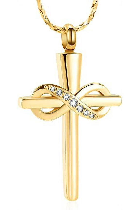 Infinity Religious Cross Urn Pendant Necklace for Ashes Cross Cremation Jewelry Human Pet Ashes Memorial Keepsake Jewelry