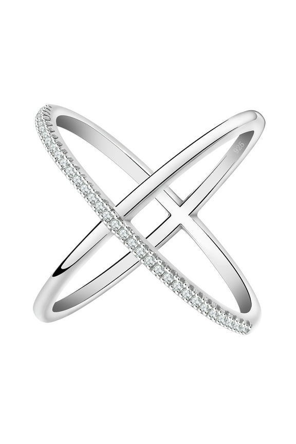 Infinity Ring for Women Crisscross Micro Pave Cz Gold Plated Ginger Lyne Collection