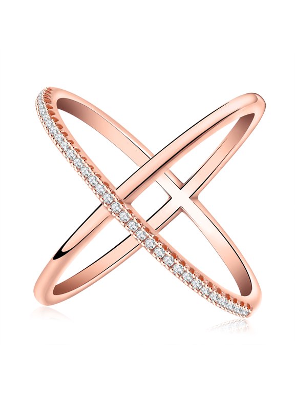 Infinity Ring for Women Crisscross Micro Pave Cz Gold Plated Ginger Lyne Collection