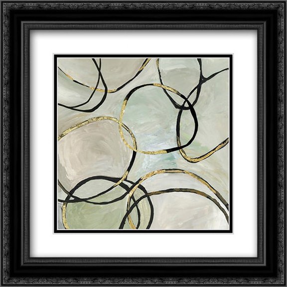 Infinity Rings II 2x Matted 20x20 Black Ornate Framed Art Print by Reeves, Tom