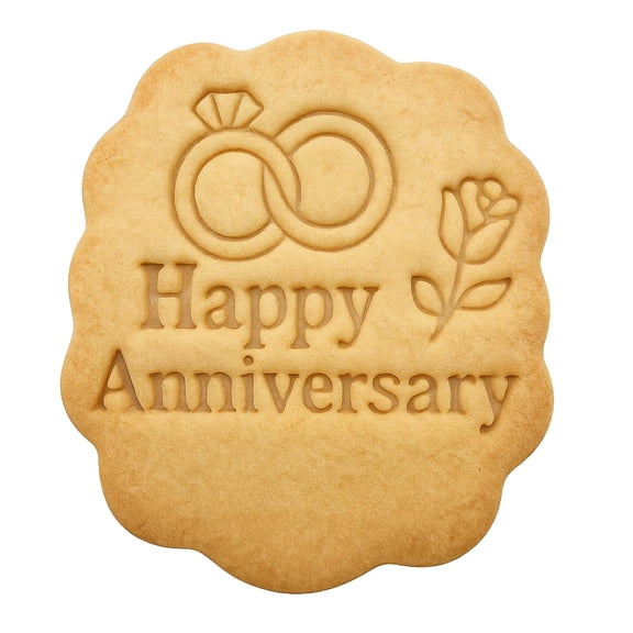 Mighty Gadget Anniversary Infinity Rings and Rose Cookie Cutter & Stamp - 4x3.49" Symbolic Charm for Happy Celebrations (Random Color)