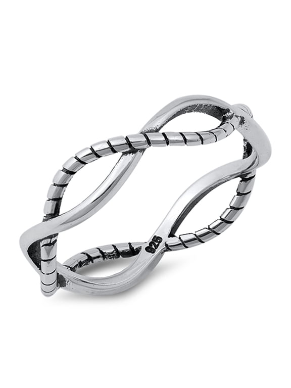Infinity Rope Ring .925 Solid Sterling Silver Band Jewelry Female Male Unisex Size 10