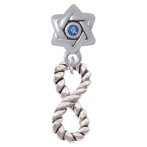 Infinity Rope - Star of David with Blue Crystal Charm Bead