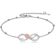 Infinity Rose Anklet 925 Sterling Silver Infinity Ankle for Women Flower Beach Anklet Jewelry for Women Valentines Day Christmas Gifts