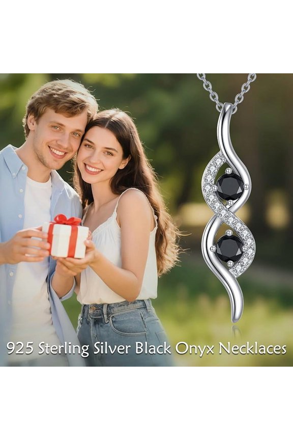 Infinity Round Birthstone Pendant Necklace 925 Sterling Silver Gemstone Infinity Necklace with 18+2 Inch Chain for Anniversary Women Gifts