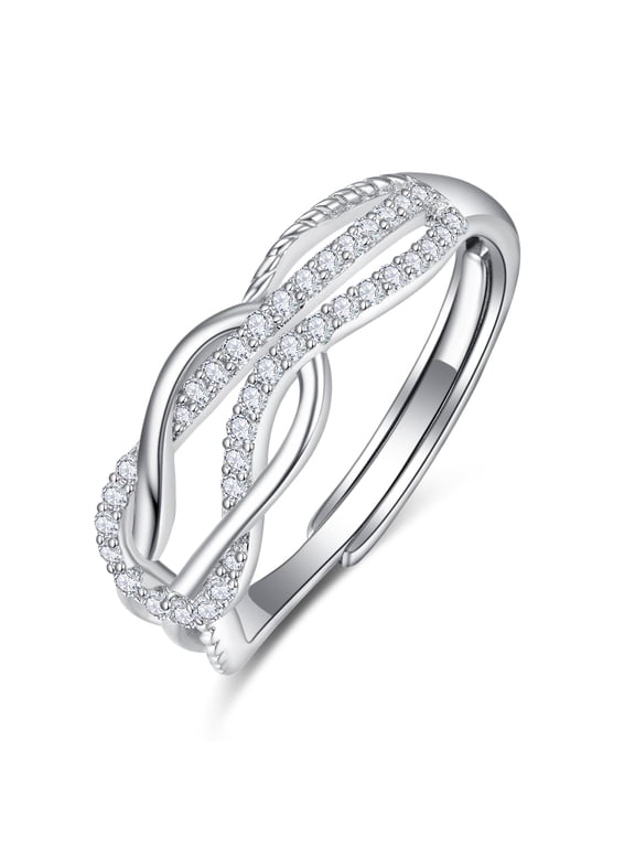 Infinity Sailor Knot Ring for Women Sterling Silver Adjustable Love Heart Twisted Rings Mother Daughter Ring Jewelry Gifts for Women