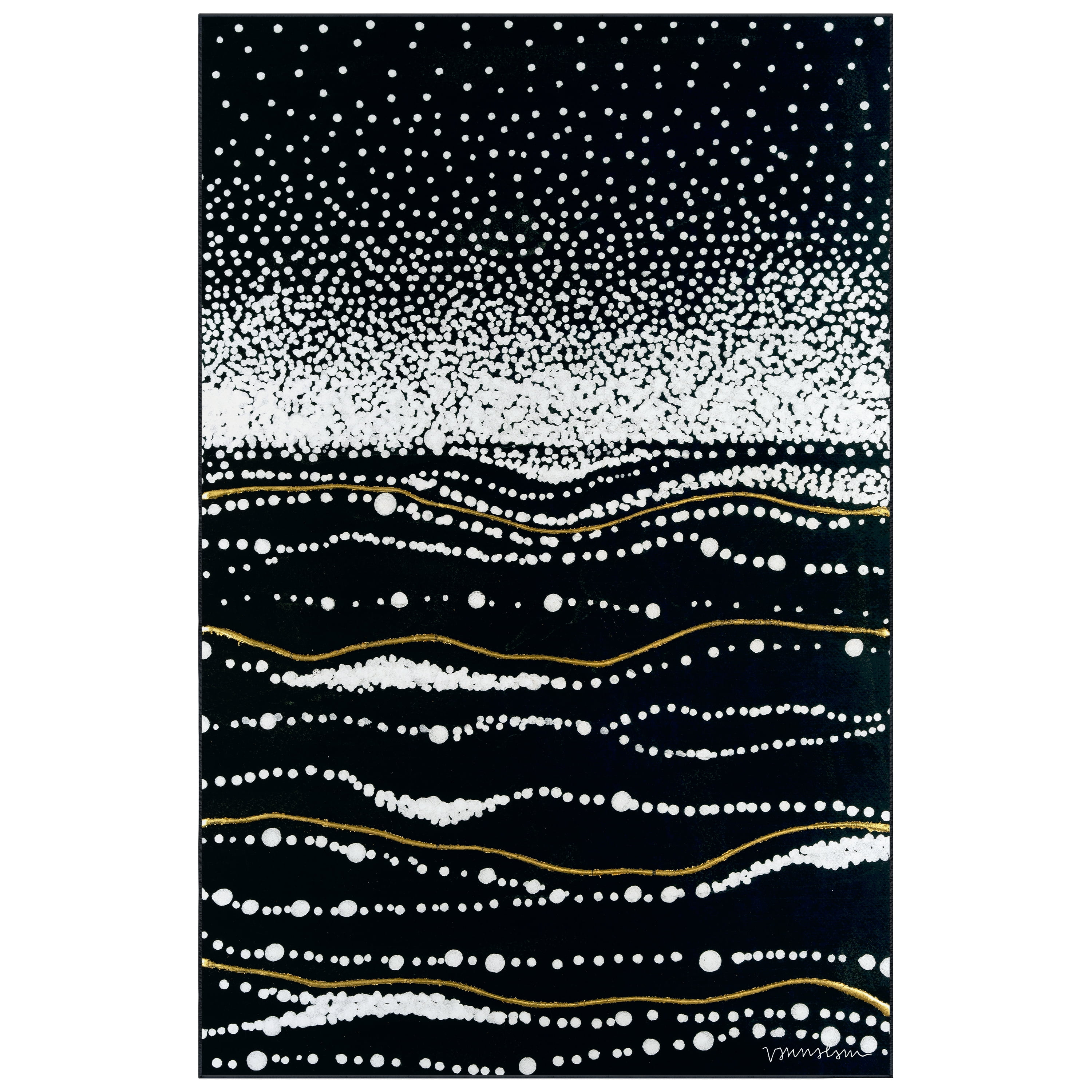 Infinity Sands II Washable Black Art Area Rug size 5'x8'