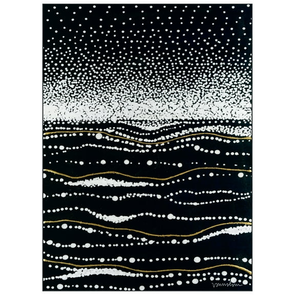 Infinity Sands II Washable Black Art Area Rug size 8'x10', Power-loomed, Heavenly Softness with Non-Slipping Backing