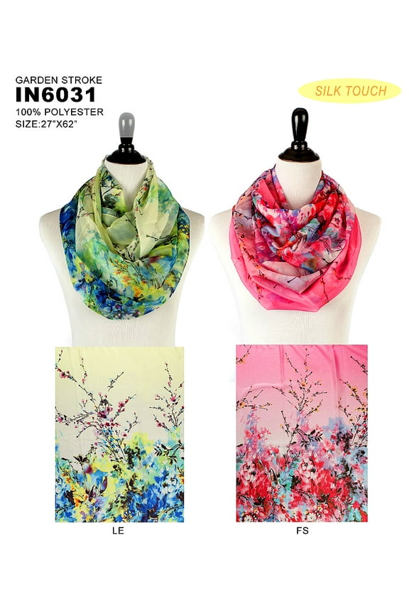 Infinity Scarf - Silk Touch - Garden Print , Fuchsia Color – SF-IN6031FS