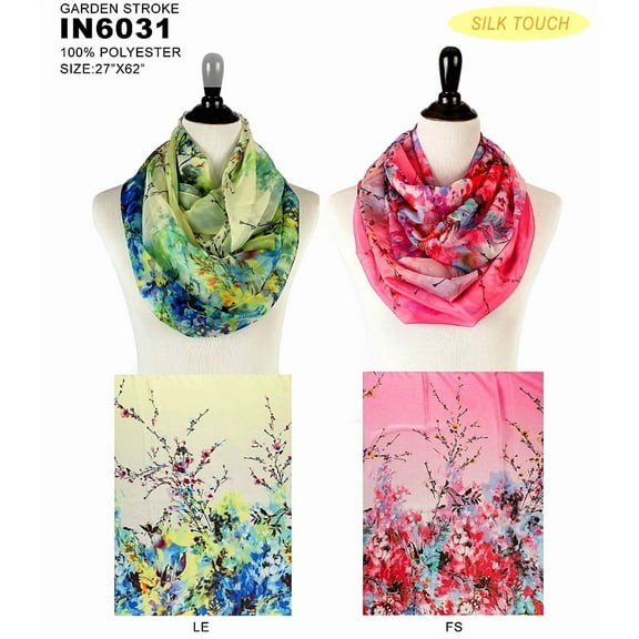 Infinity Scarf - Silk Touch - Garden Print, Lime Color – SF-IN6031LE