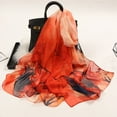 thumbnail image 1 of Infinity Scarves 160*50Cm Women Flower Print Long Soft Wrap Scarf Simulation Silk Shawl Scarves,Orange Polyester Scarf, 1 of 2
