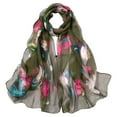 thumbnail image 1 of Infinity Scarves Fashion Women Roses Printing Long Soft Wrap Scarf Simulation Silk Shawl Scarves,Green Mothers Day Polyester Scarf, 1 of 2