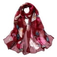 thumbnail image 1 of Infinity Scarves Fashion Women Roses Printing Long Soft Wrap Scarf Simulation Silk Shawl Scarves,Red Mothers Day Polyester Scarf, 1 of 2