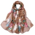 thumbnail image 1 of Infinity Scarves Fashion Women Roses Printing Long Soft Wrap Scarf Simulation Silk Shawl Scarves,Yellow Mothers Day Polyester Scarf, 1 of 2