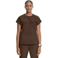 thumbnail image 1 of Infinity Scrub Top for Women Contemporary Fit Round Neck 3 Pocket with Covered Placket with Partial Zip - IN622A, S, Espresso, 1 of 6