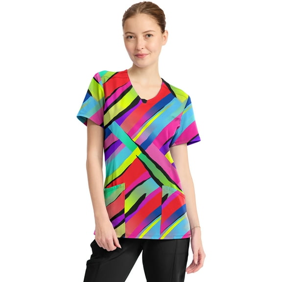 Infinity Scrubs Top For Round Print Neck CK609