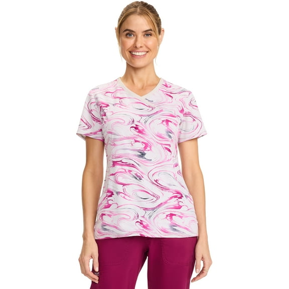 Infinity Scrubs Top For Women Mock Print Wrap CK608