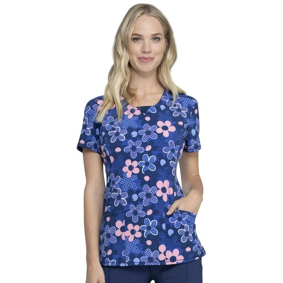 Infinity Scrubs Top For Women Round Print Neck CK609