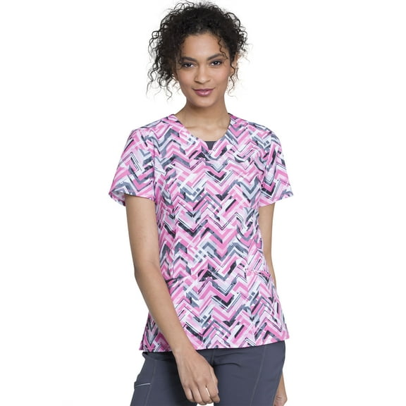 Infinity Scrubs Top For Women Round Print Neck CK609