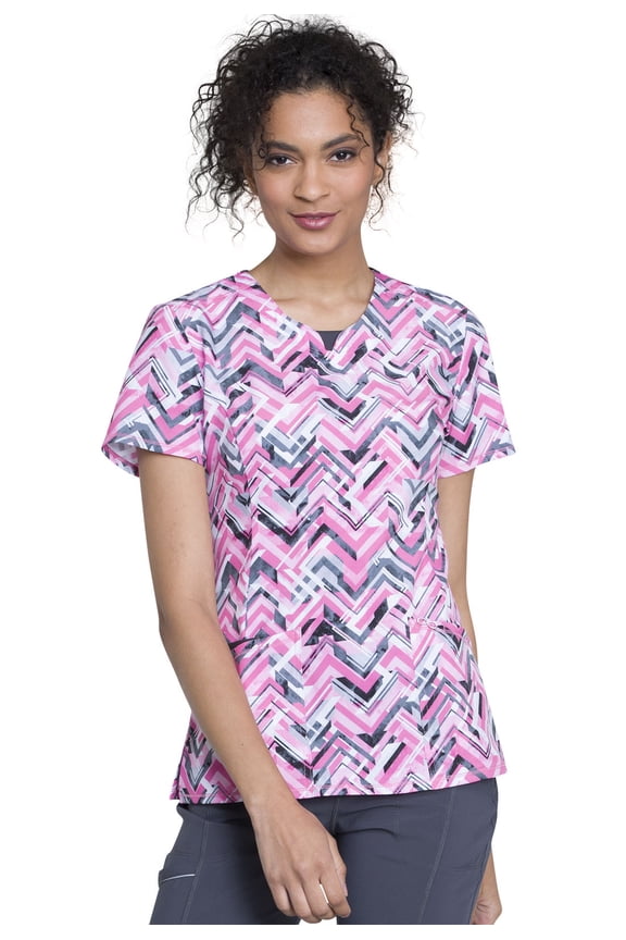 Infinity Scrubs Top For Women Round Print Neck CK609