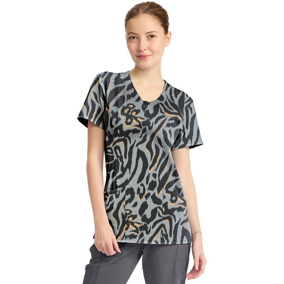 Infinity Scrubs Top For Women Round Print Neck CK609