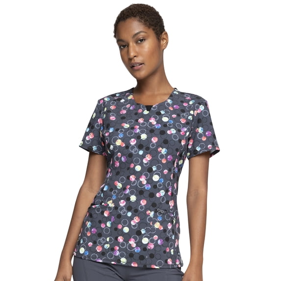 Infinity Scrubs Top For Women Round Print Neck CK609