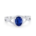 thumbnail image 1 of Infinity Shank Oval Ring Blue Sapphire CZ 925 Sterling Silver Size 8, 1 of 3