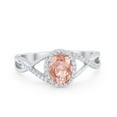 thumbnail image 1 of Infinity Shank Oval Ring Morganite CZ 925 Sterling Silver Size 10, 1 of 3