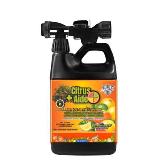 Infinity Shields Citrus+Aide, Citrus Tree Anti-Greening Support Spray, Liquid Fertilizer, 65 oz, Hose-End Rinse Concentrate, Peppermint Scent