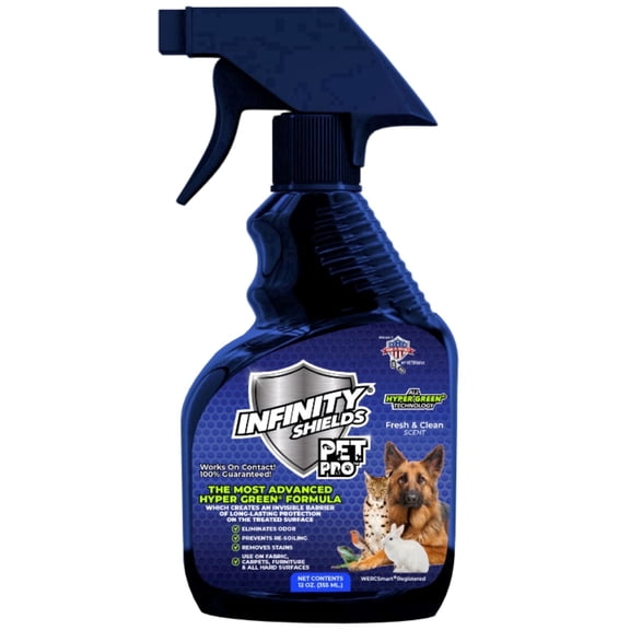 Infinity Shields PetPro Enzyme-Free Pet Stain Cleaner & Fabric Refreshing Spray, 12 oz, Fresh & Clean Scent