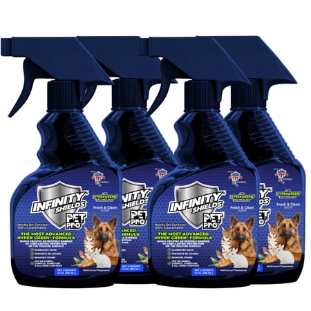 Infinity Shields PetPro, Pet-Safe, Odor Eliminator, Surface Protectant Spray, 12 oz, Fresh & Clean Scent (4 Pack)