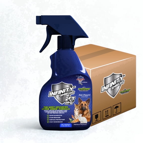 Infinity Shields PetPro, Pet-Safe, Odor Eliminator, Surface Protectant Spray, 12 oz, Fresh & Clean Scent (12 Pack)