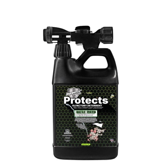 Infinity Shields Protects, Rodent & Insect Deterrent Spray, 65 oz, Hose-End Concentrate Rinse, Peppermint Scent